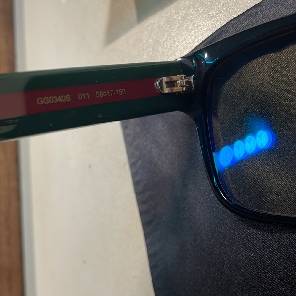 Gucci Logo Rectangular Sunglasses - Clear/Grey Le… - image 7